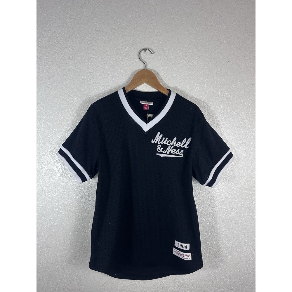 Mitchell & Ness 1904 Mesh Baseball Jersey Shirt Black White Size Small NWT